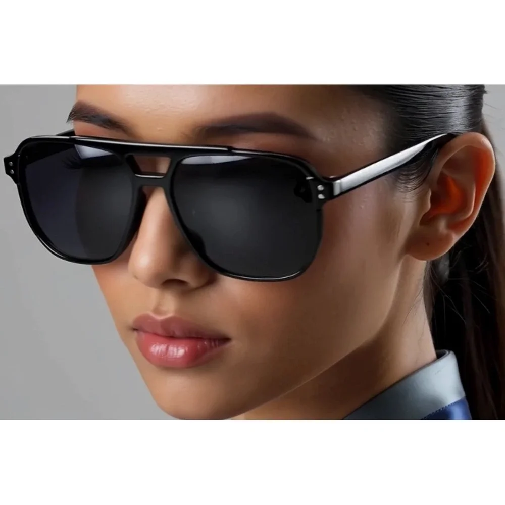Women Sunglasses Black Frame Fashion Luxury Bold Comfortable Outfit Square Gafas